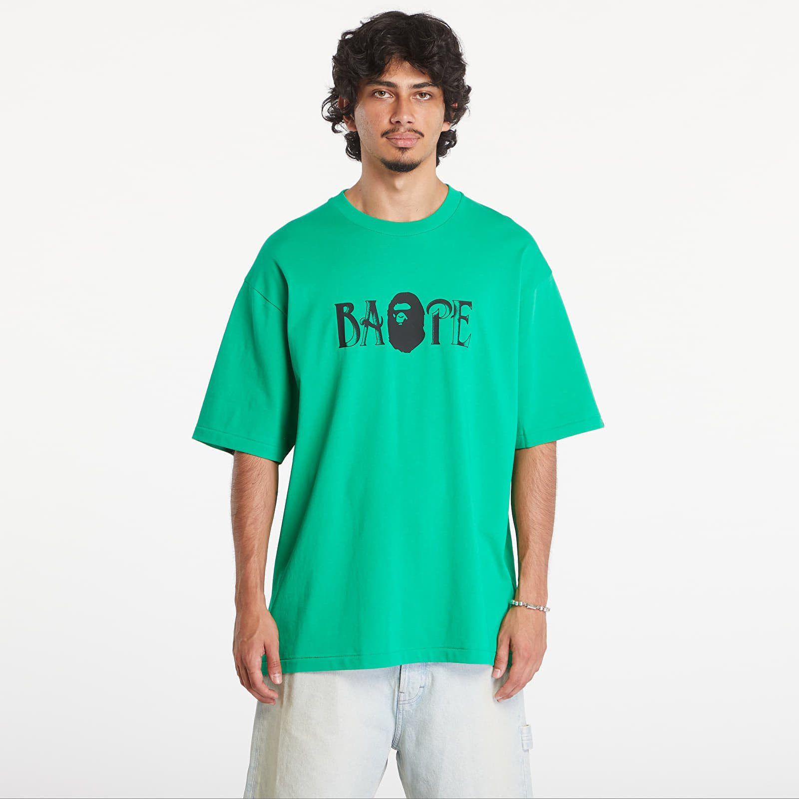 Tričko A BATHING APE Screen Print Logo Relaxed Fit Short Sleeve Tee Green M