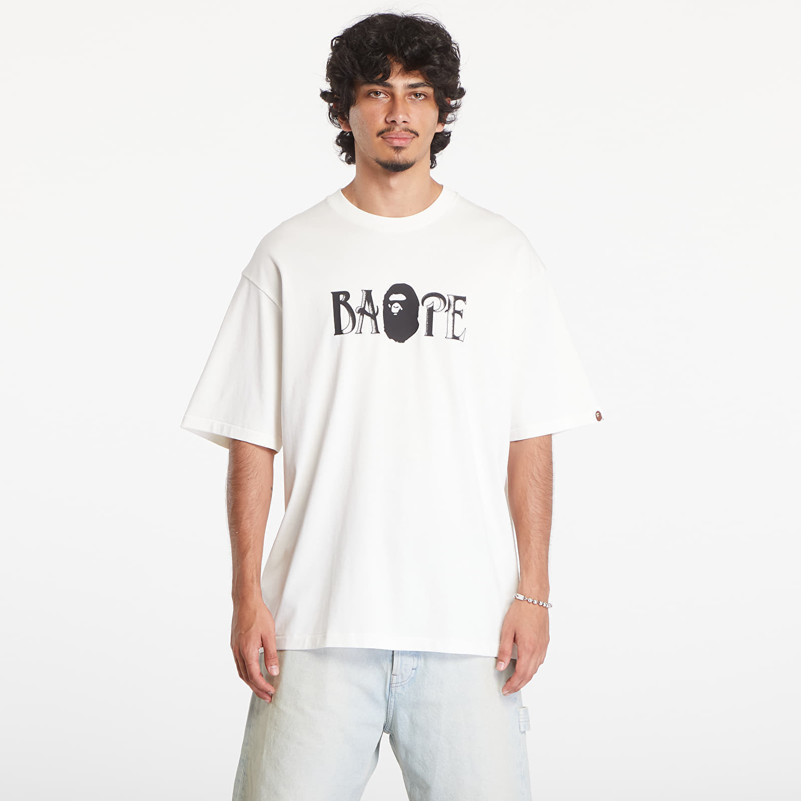 Tričko A BATHING APE Screen Print Logo Relaxed Fit Short Sleeve Tee Ivory L