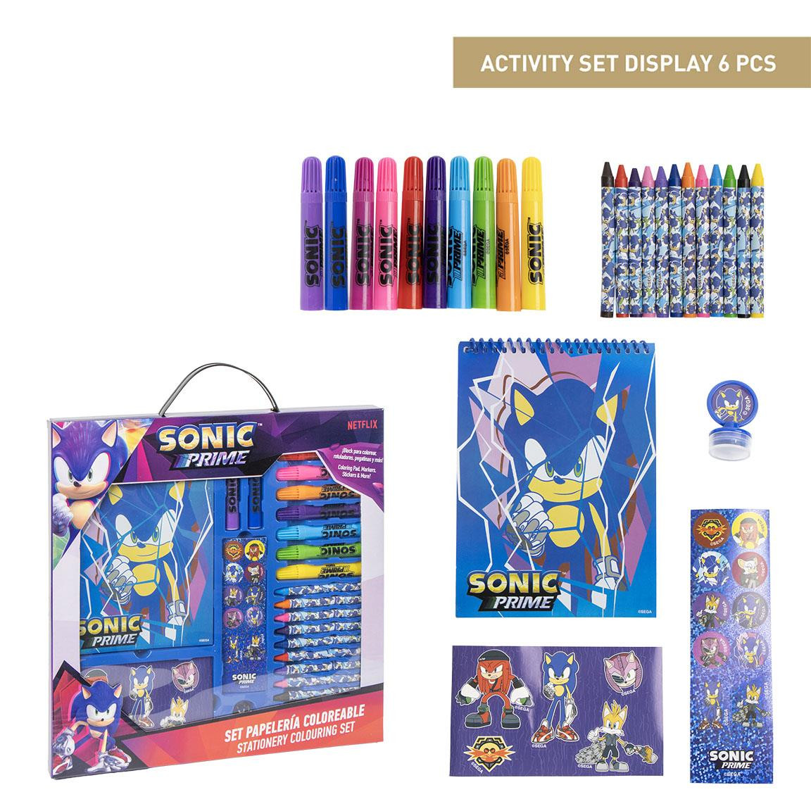 COLOURING STATIONERY SET DISPLAY SONIC PRIME