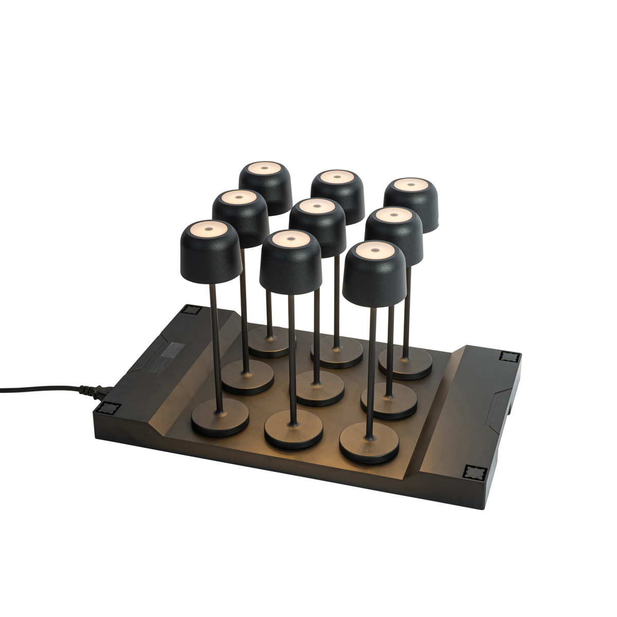 Set van 9 tafellampen zwart oplaadbaar incl. laadstation - Raika