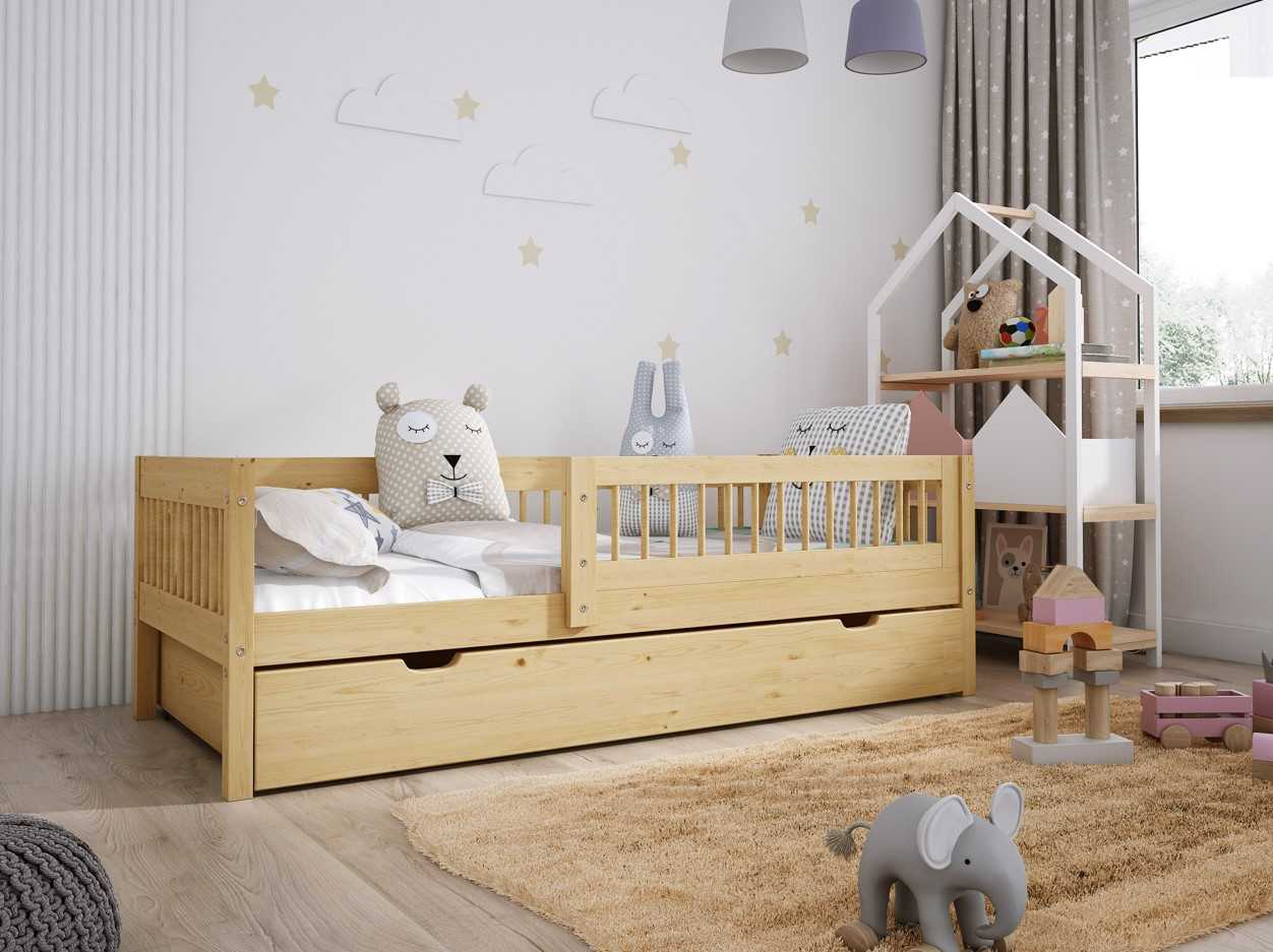 Elvisia Detská posteľ MADIA so zásuvkou | borovica 80x200 cm