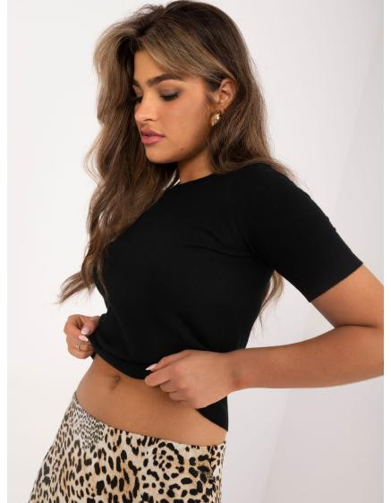 Dámsky sveter s krátkym rukávom čierny