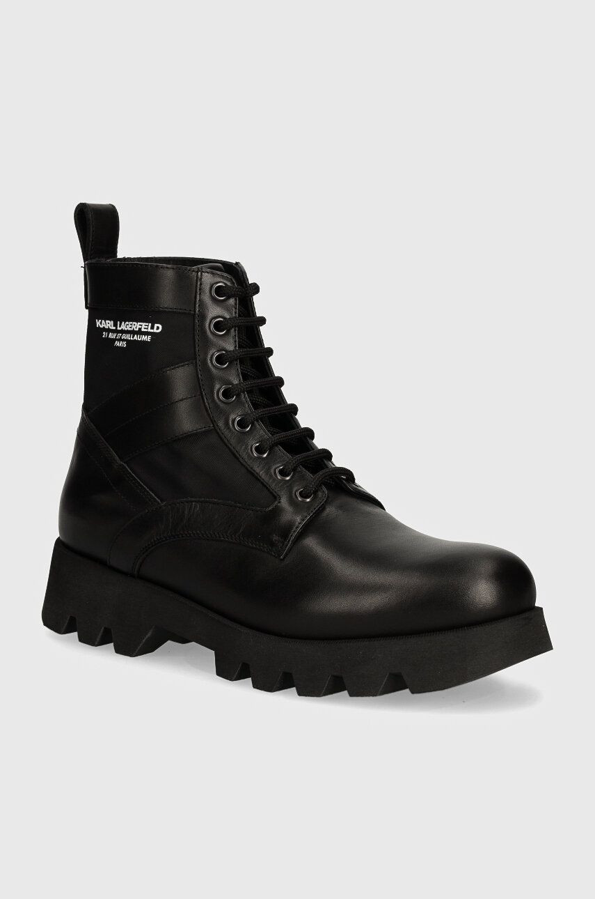 Kožené členkové topánky Karl Lagerfeld Terra pánske, čierna farba, KL11164