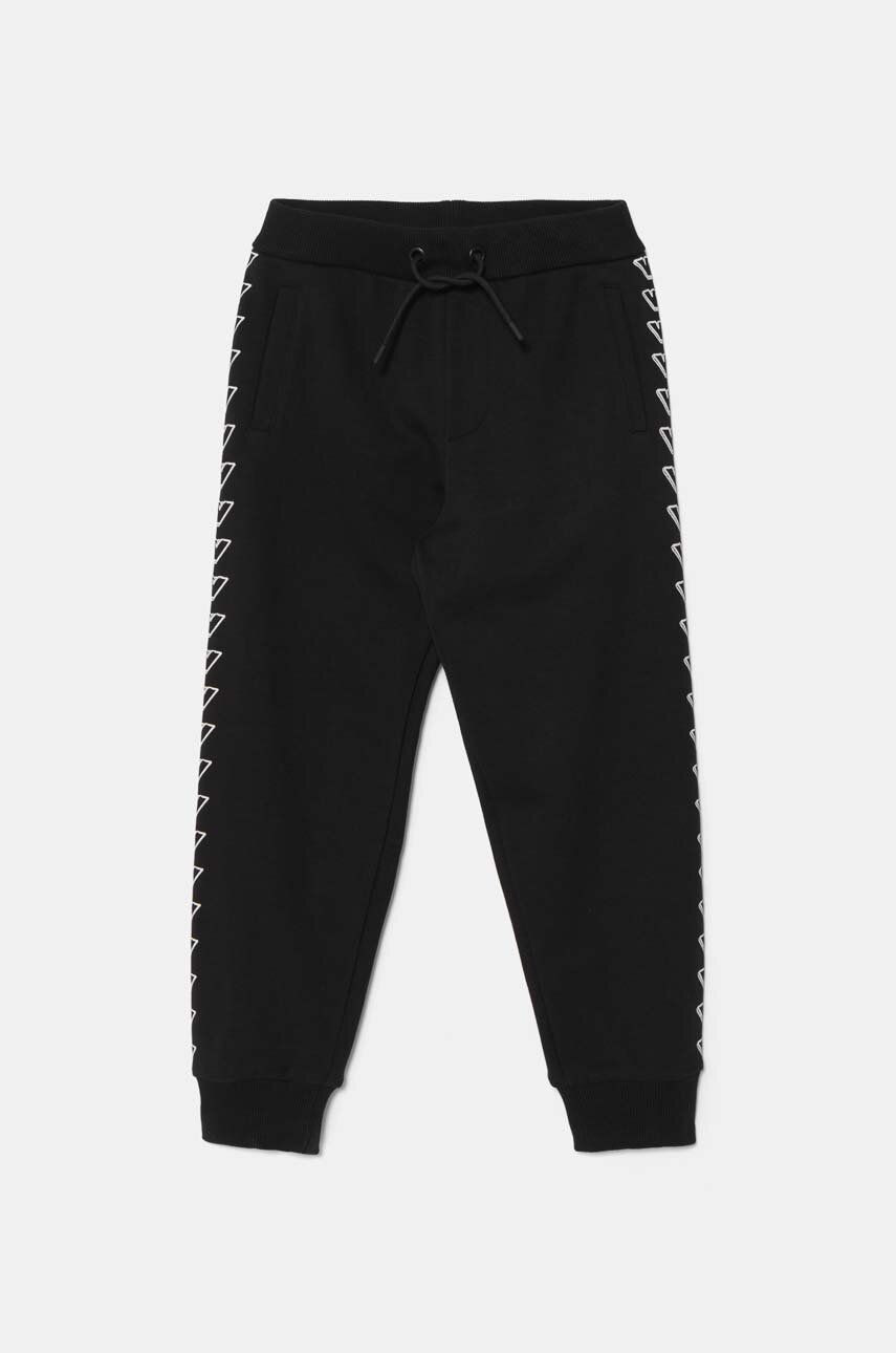 Detské bavlnené tepláky Emporio Armani čierna farba, s potlačou, EB000021 AF10381