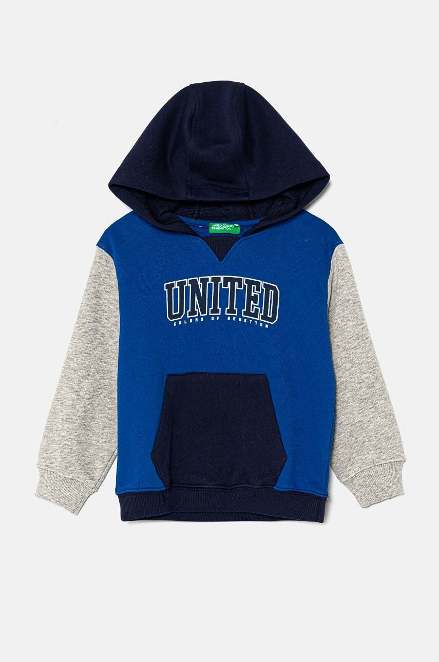 Detská bavlnená mikina United Colors of Benetton s kapucňou, s potlačou, 3J68G200Q