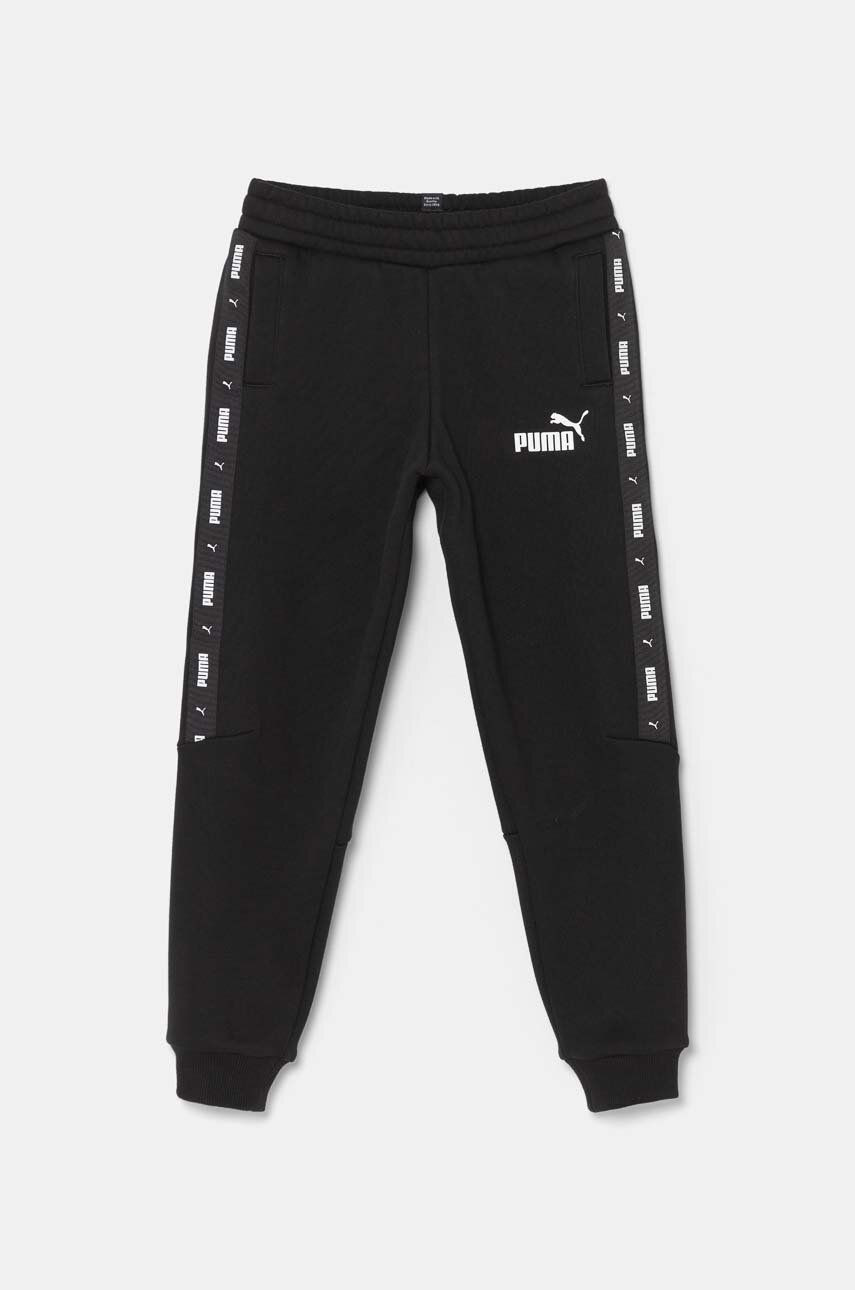 Detské tepláky Puma ESS Tape Sweatpants FL cl B čierna farba, s nášivkou