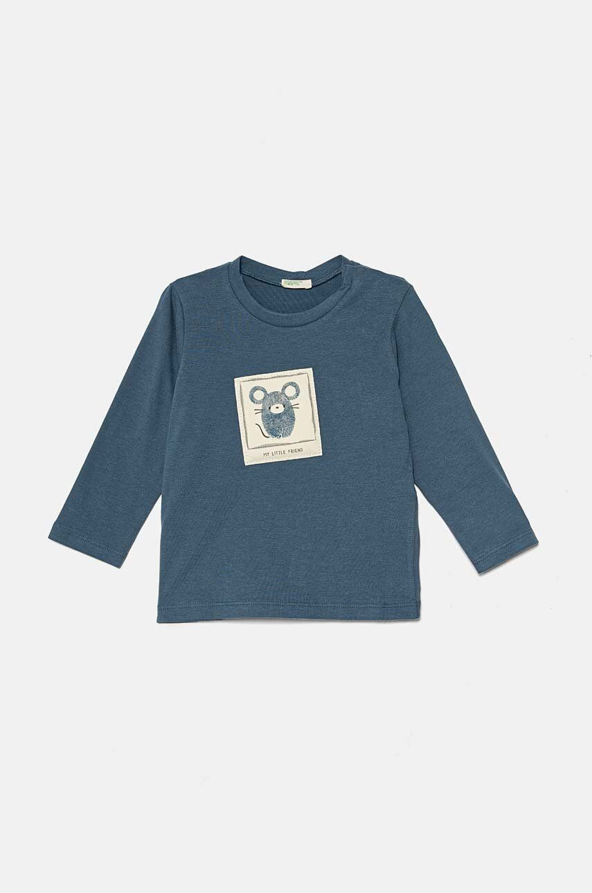 Detské bavlnené tričko s dlhým rukávom United Colors of Benetton s nášivkou, 3ATNA1056