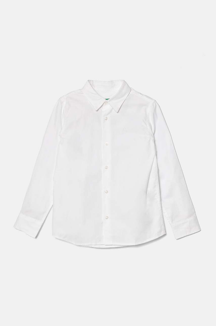 Detská bavlnená košeľa United Colors of Benetton biela farba, 5DGXCQ00T