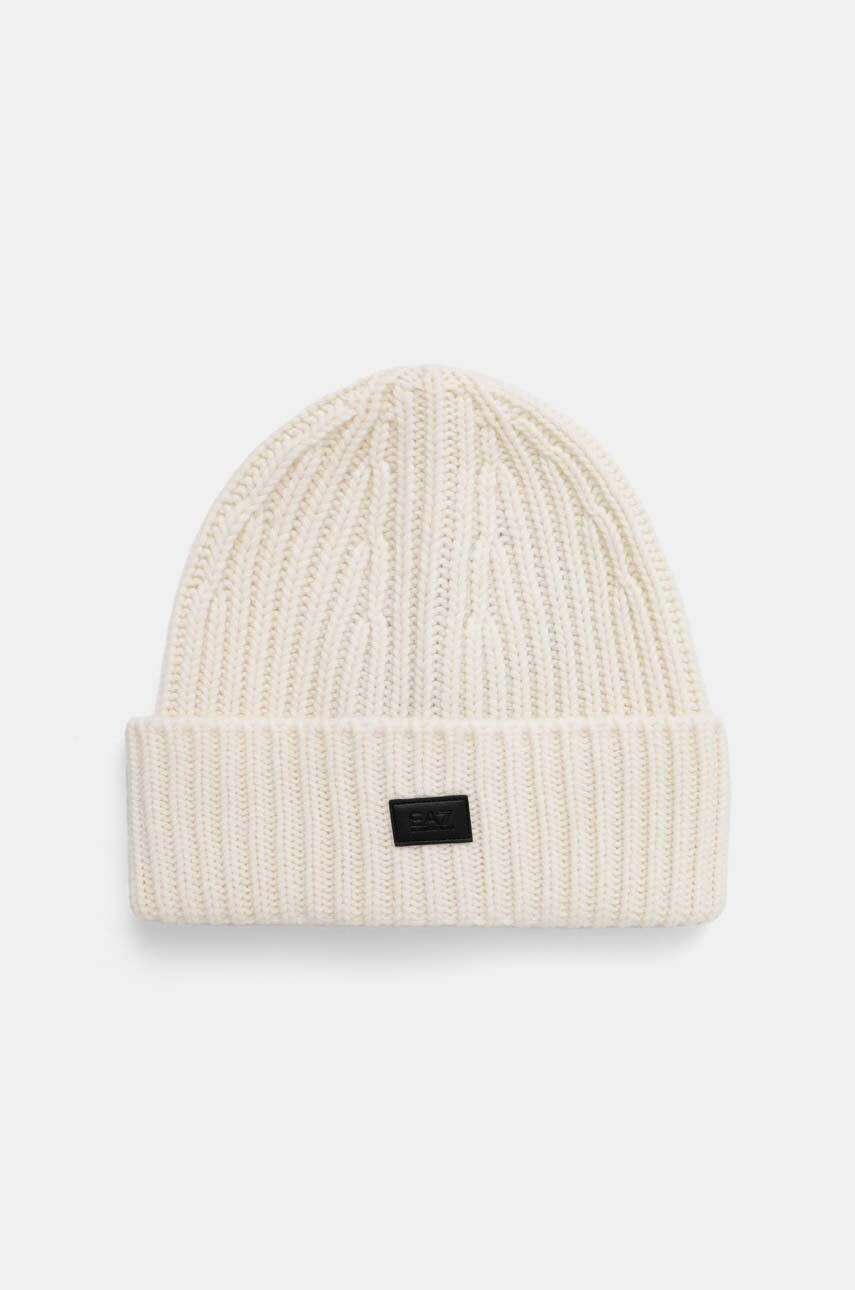 Vlnená čiapka EA7 Emporio Armani béžová farba, vlnená, 4F201.245112