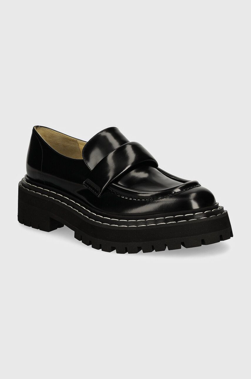 Kožené mokasíny Proenza Schouler Lug Sole dámske, čierna farba, na plochom podpätku, PS43101A
