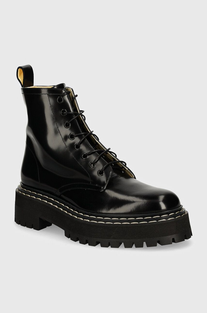 Kožené workery Proenza Schouler Lug Sole dámske, čierna farba, na plochom podpätku, PS43102A
