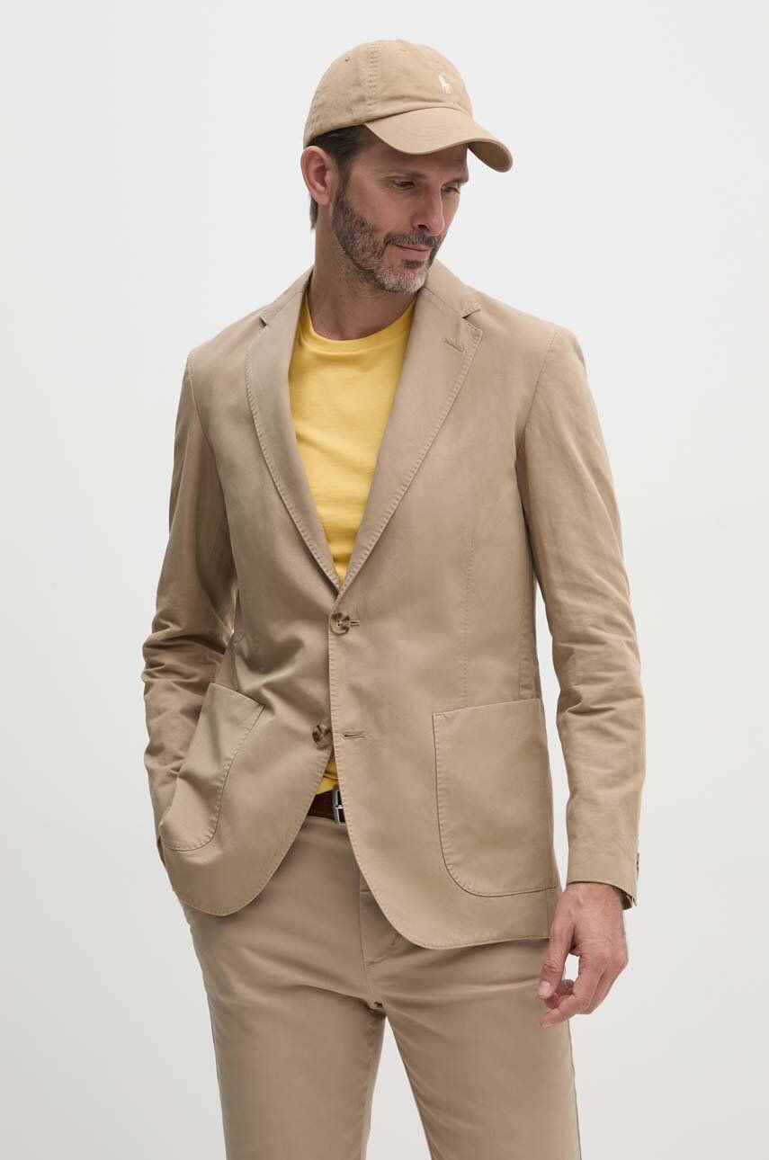 Sako s prímesou ľanu Tommy Hilfiger béžová farba, MW0MW35212