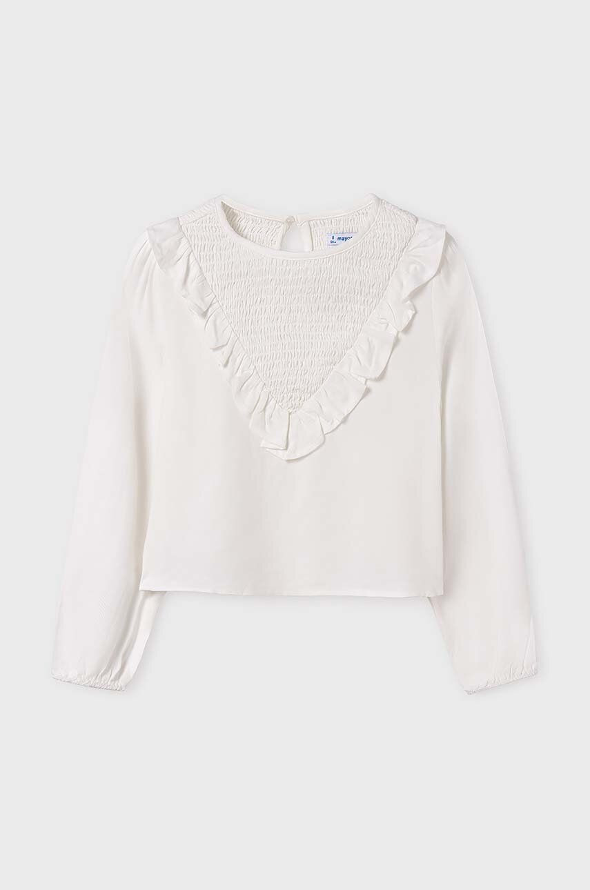 Detské tričko s dlhým rukávom Mayoral biela farba, 7190