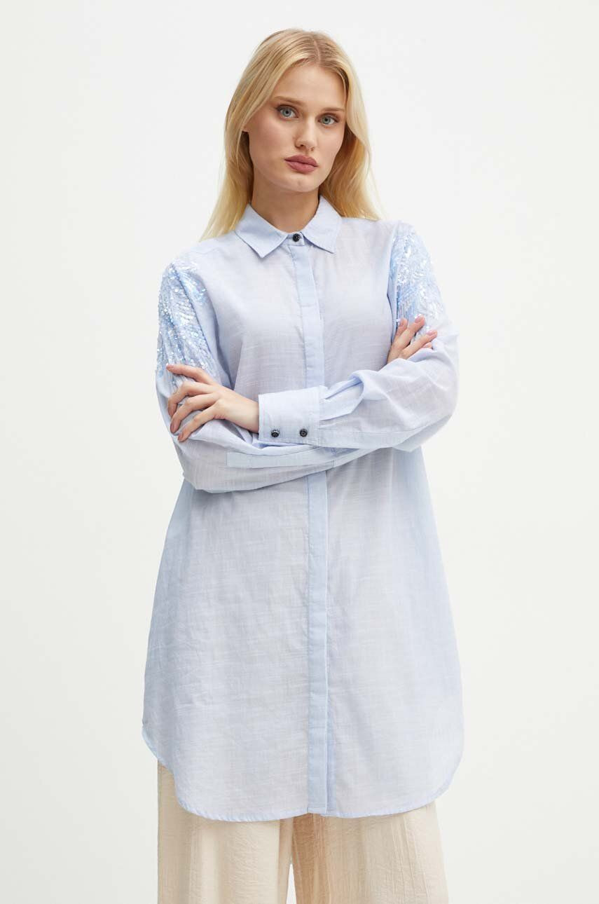 Bavlnené šaty Bruuns Bazaar ArgeratumBBArdes shirt mini, oversize, BBW4095