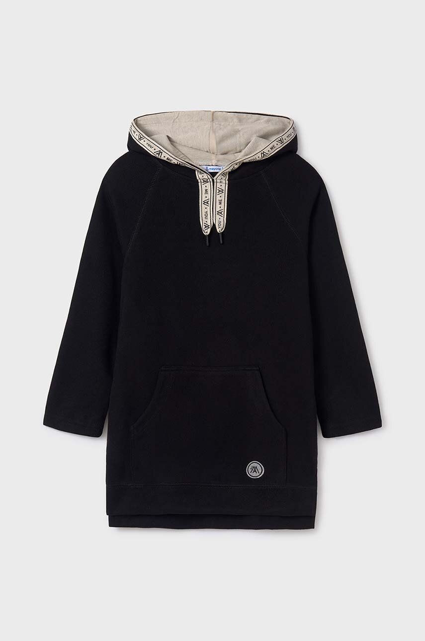 Dievčenské šaty Mayoral čierna farba, mini, rovný strih, 7983