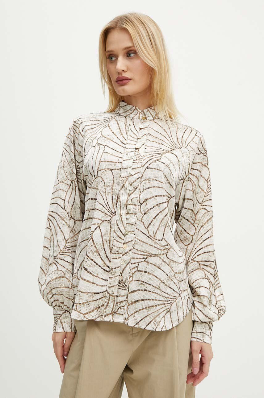 Košeľa Bruuns Bazaar AcaciaBBMeras shirt dámska, béžová farba, regular, BBW4179