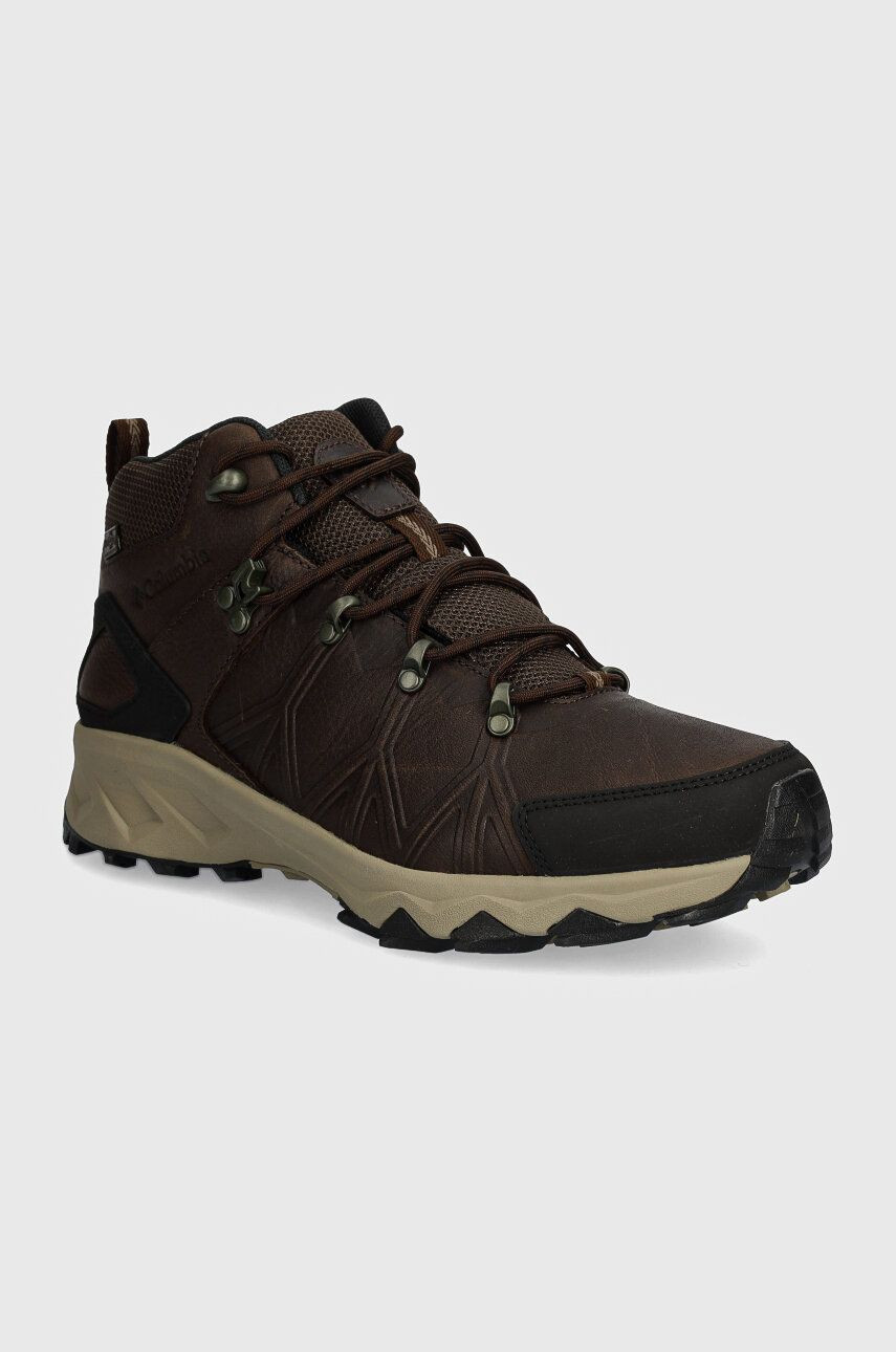 Topánky Columbia Peakfreak Mid Outdry Leather pánske, hnedá farba, 2100701