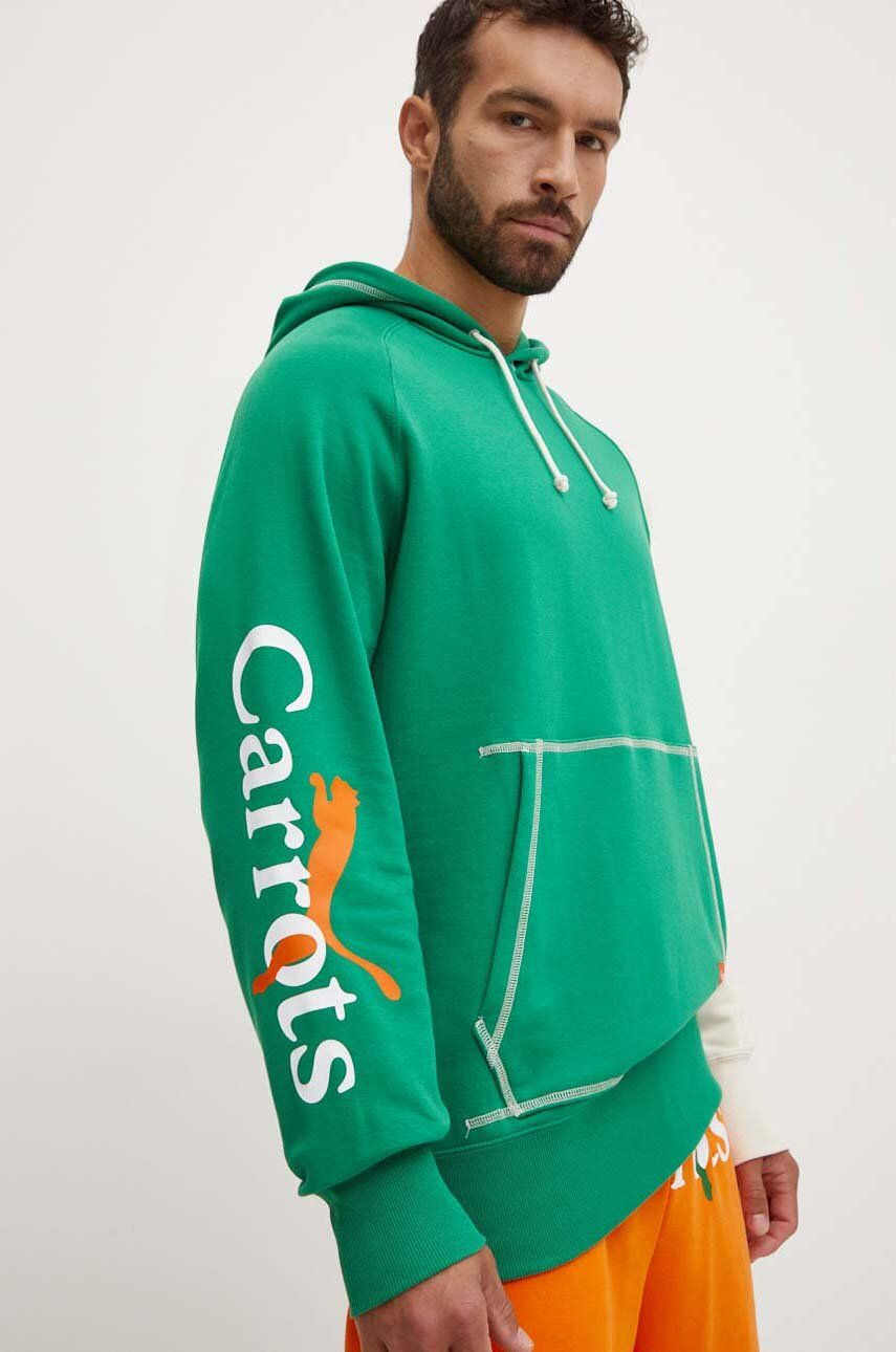 Mikina Puma PUMA X CARROTS Graphic Hoodie TR pánska, zelená farba, s kapucňou, vzorovaná, 627445