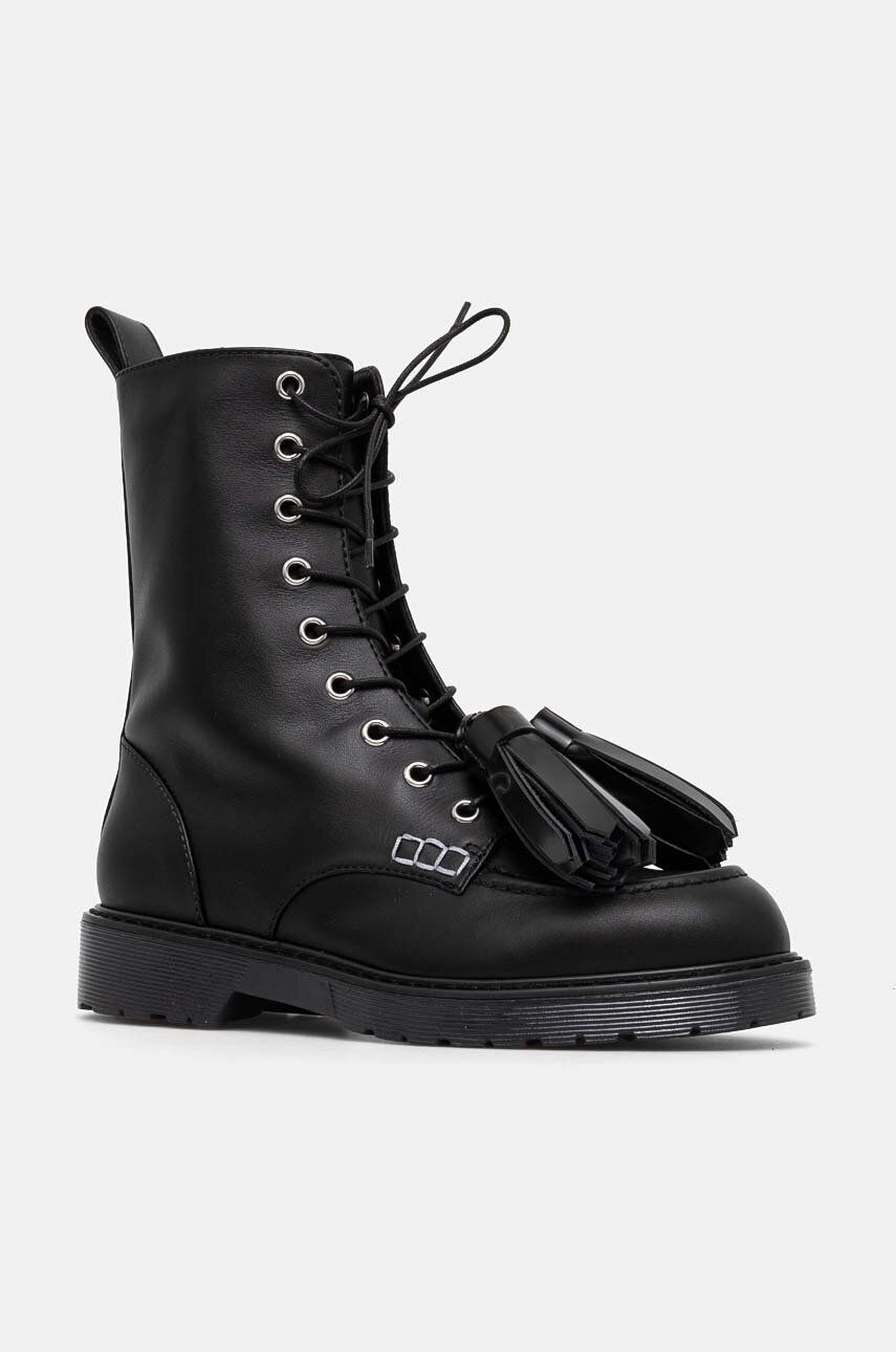 Členkové topánky JW Anderson Tassel dámske, čierna farba, na plochom podpätku, ANW43001A