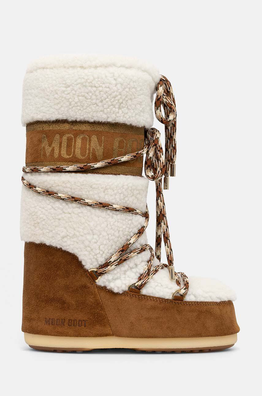 Semišové snehule Moon Boot MB ICON SHEARLING hnedá farba, 80D1402610 MA03