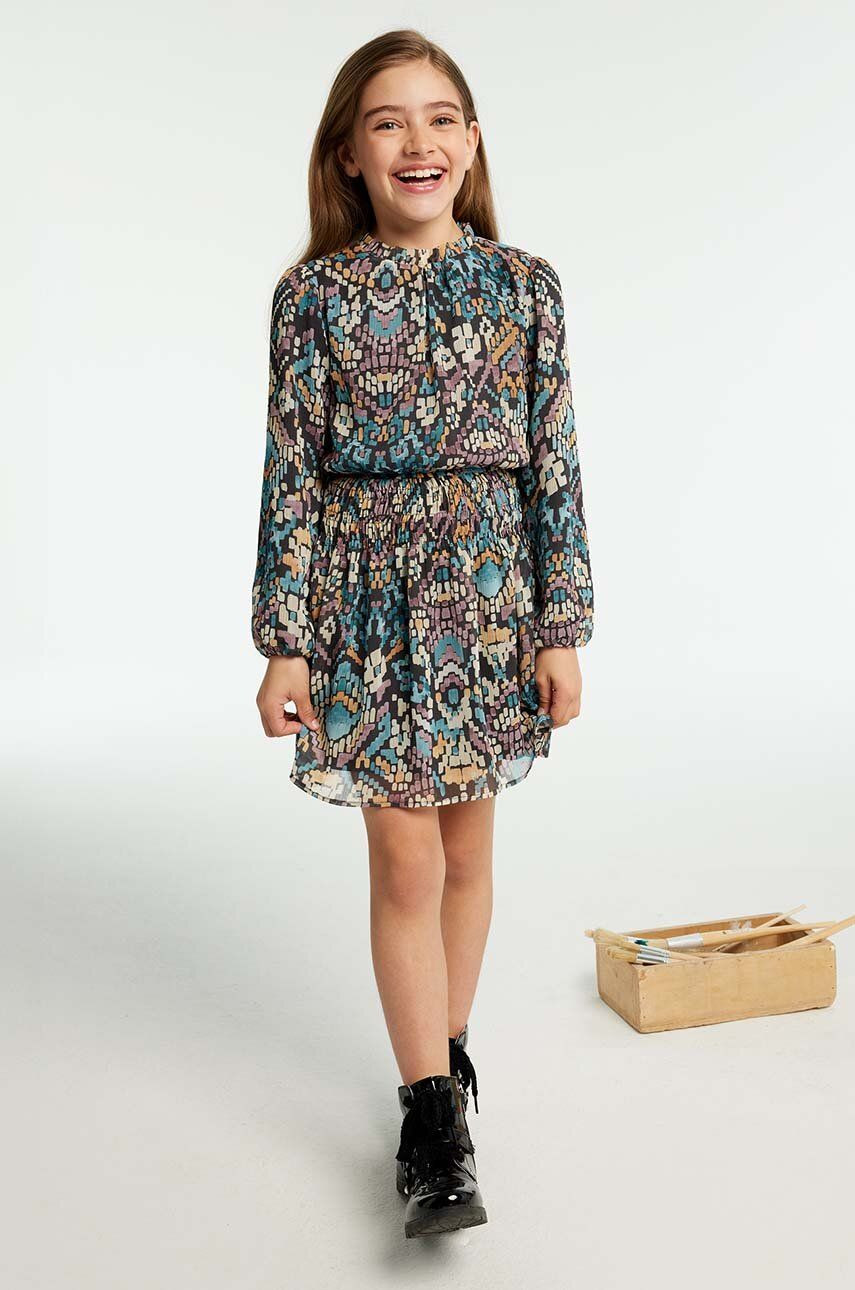 Dievčenské šaty Mayoral šedá farba, mini, áčkový strih, 7981