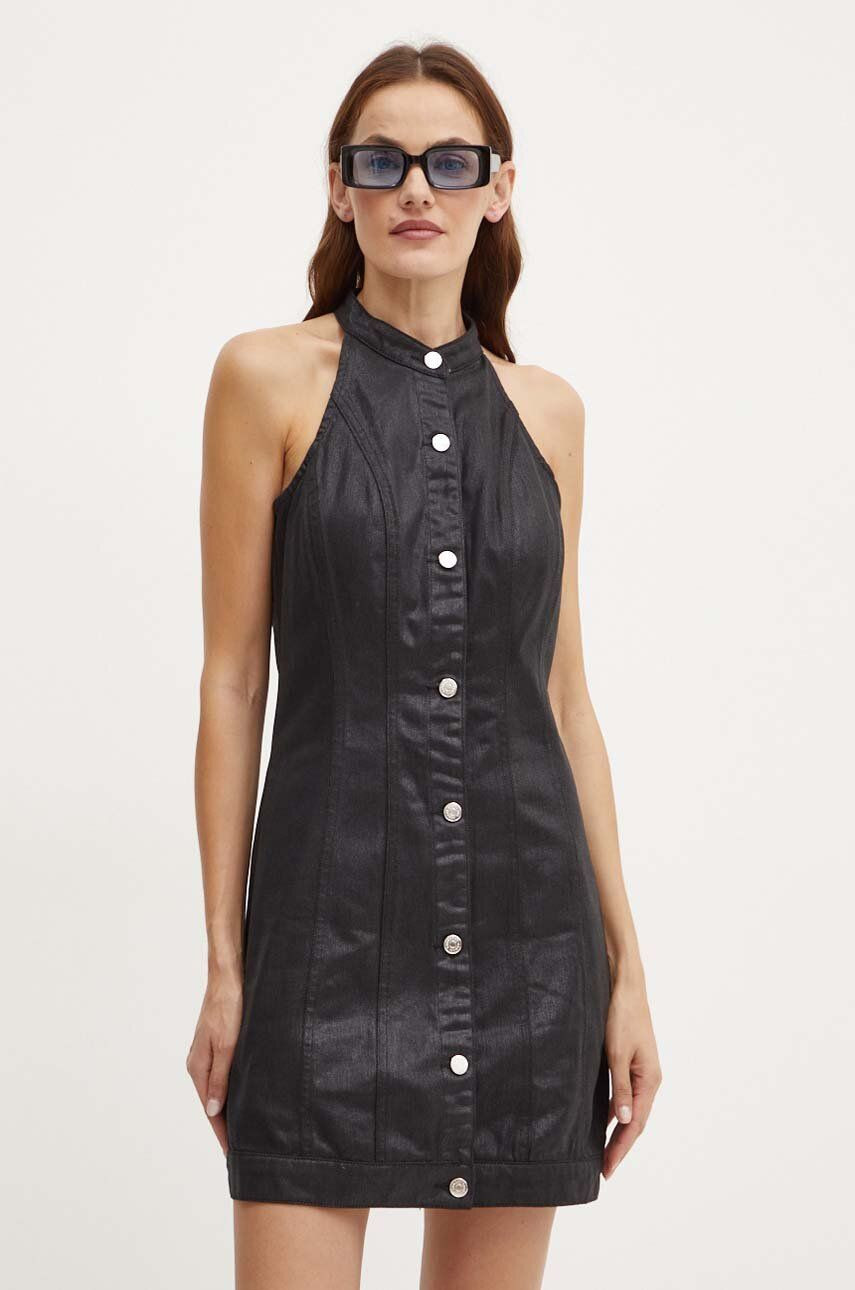 Bavlnené šaty Armani Exchange čierna farba, mini, priliehavá, XW000019 AF10212