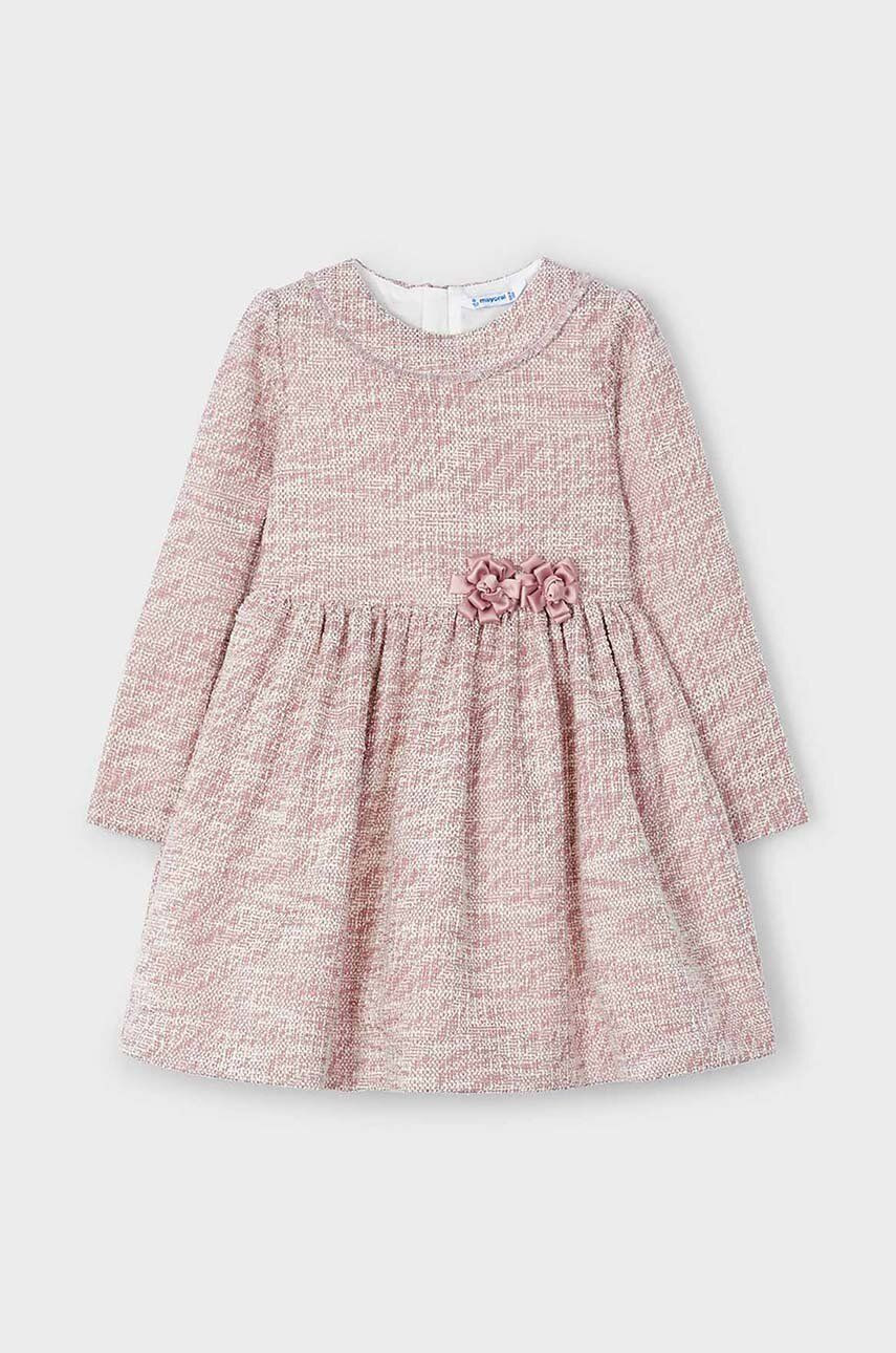 Dievčenské šaty Mayoral ružová farba, mini, áčkový strih, 4916
