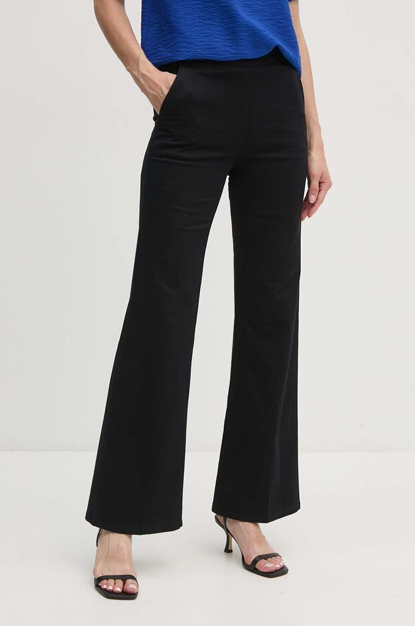Nohavice United Colors of Benetton dámske, čierna farba, zvony, vysoký pás, 46QRDF06V