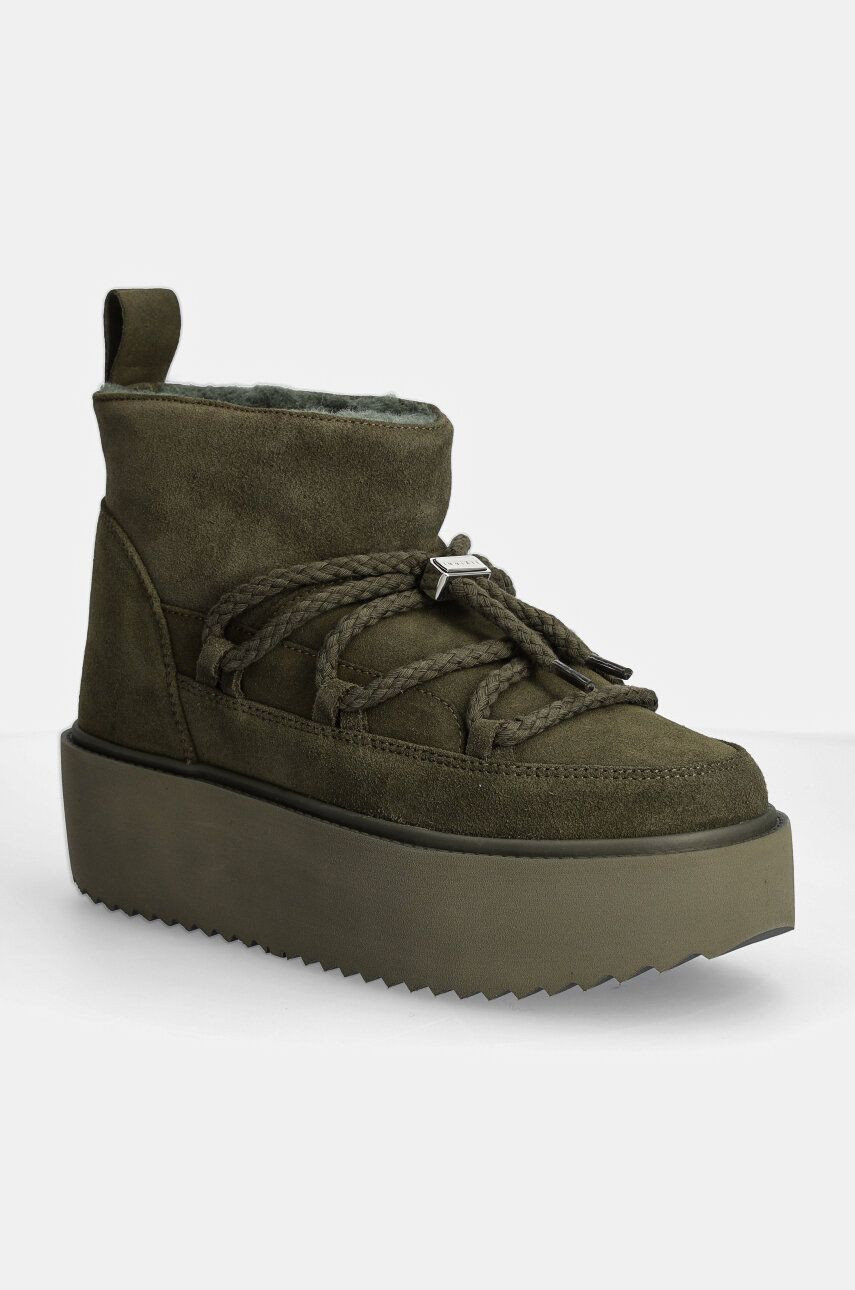 Semišové snehule Inuikii Classic Low Platform zelená farba, 75204-004