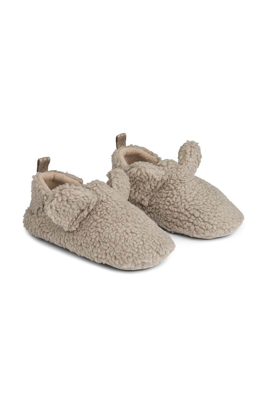 Detské papuče Liewood Maui Pile Slipper béžová farba, LW19239