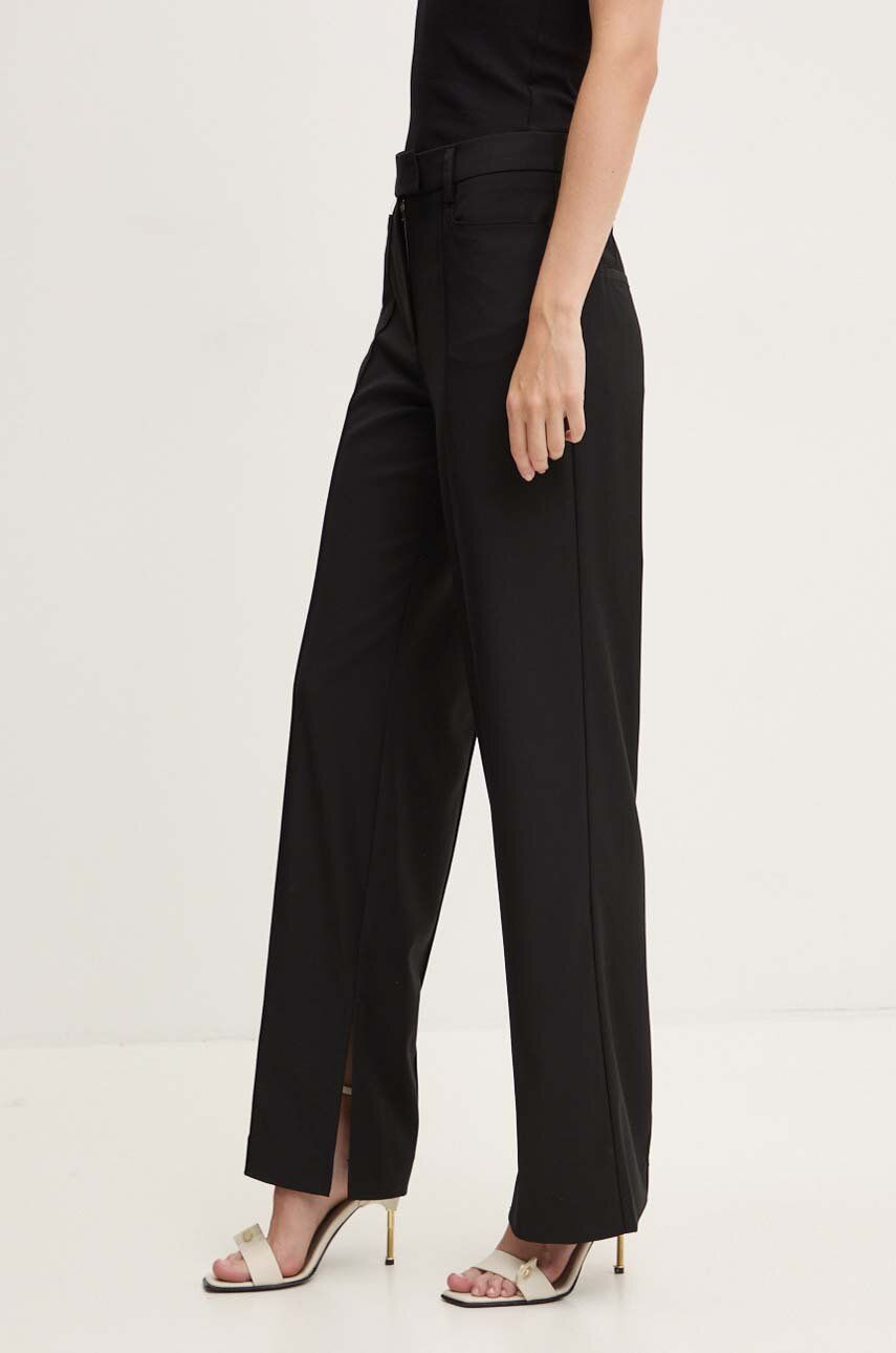 Nohavice s prímesou vlny Remain Slim Suiting Pants čierna farba, rovné, vysoký pás, 501907100