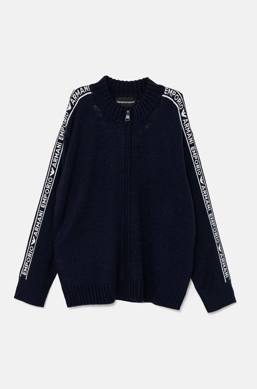 Detský vlnený kardigan Emporio Armani tmavomodrá farba, tenký, 6D4M58 4MJAZ