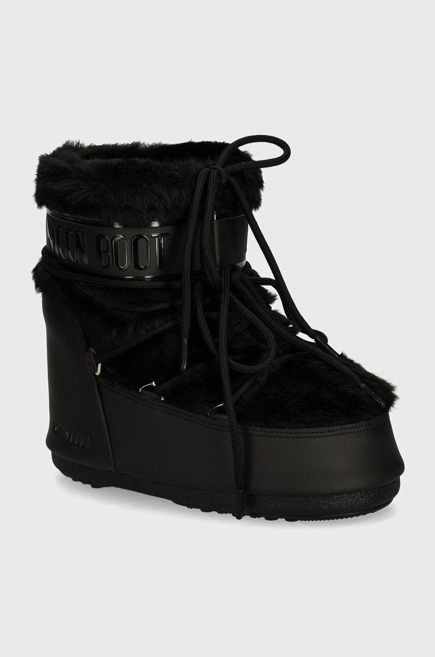 Snehule Moon Boot MB ICON LOW FAUX FUR čierna farba, 80D1409390 N001