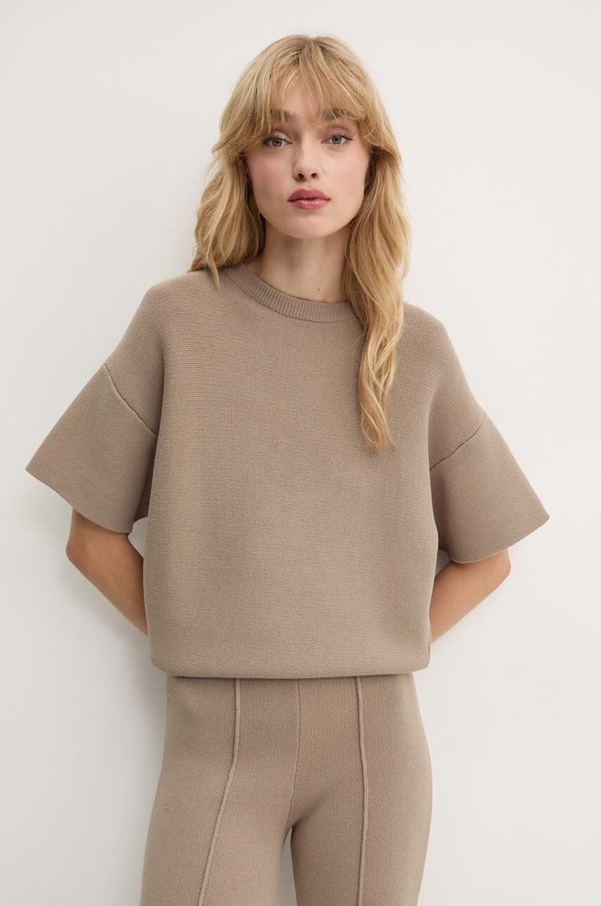 Tričko Remain Knit T-Shirt dámske, béžová farba, 5018813001