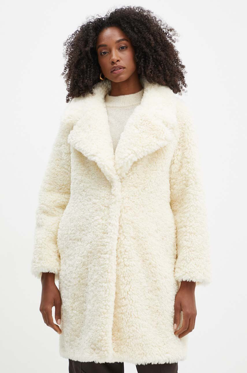 Kabát Marella dámsky, béžová farba, prechodná, 2423456022200