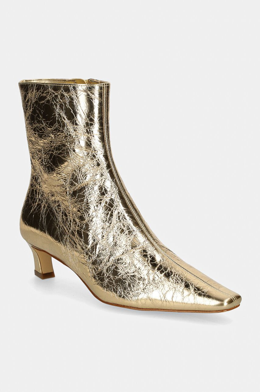 Kožené členkové topánky MICHAEL Michael Kors Cosmo dámske, zlatá farba, na nízkom podpätku, 40F4CSME5M.740