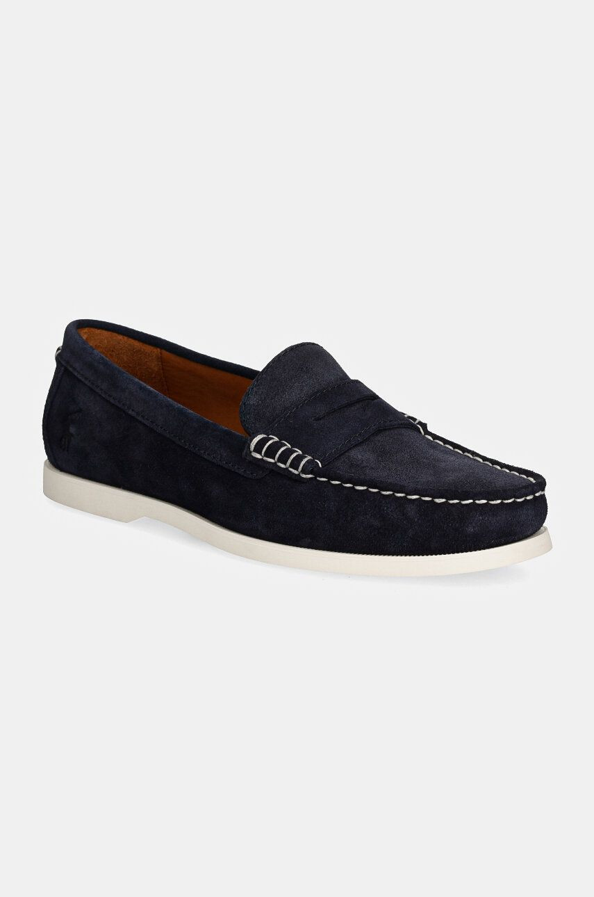 Semišové mokasíny Polo Ralph Lauren Merton Penny pánske, tmavomodrá farba, 803945275001