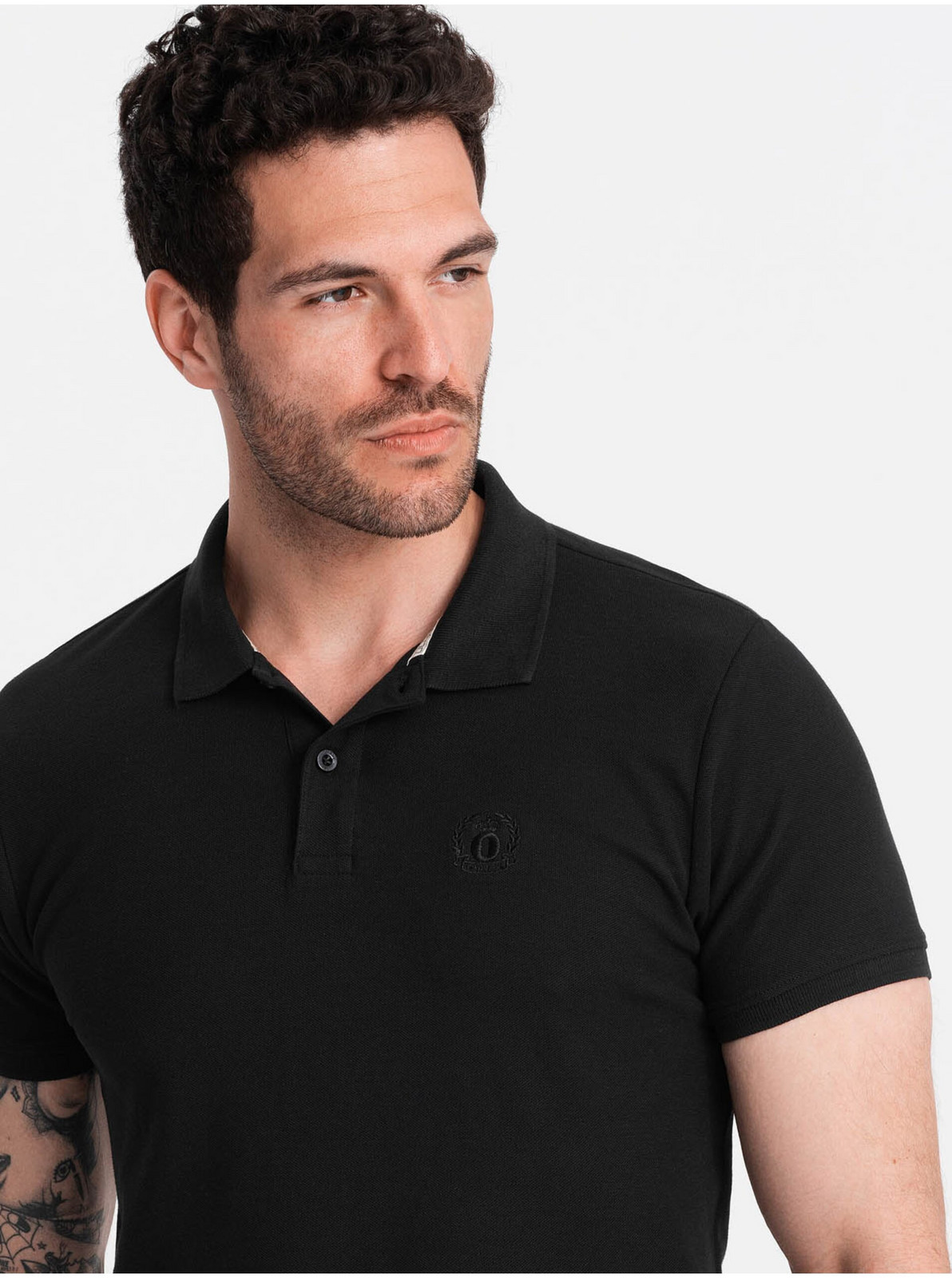 Černé pánske basic polo tričko Ombre Clothing