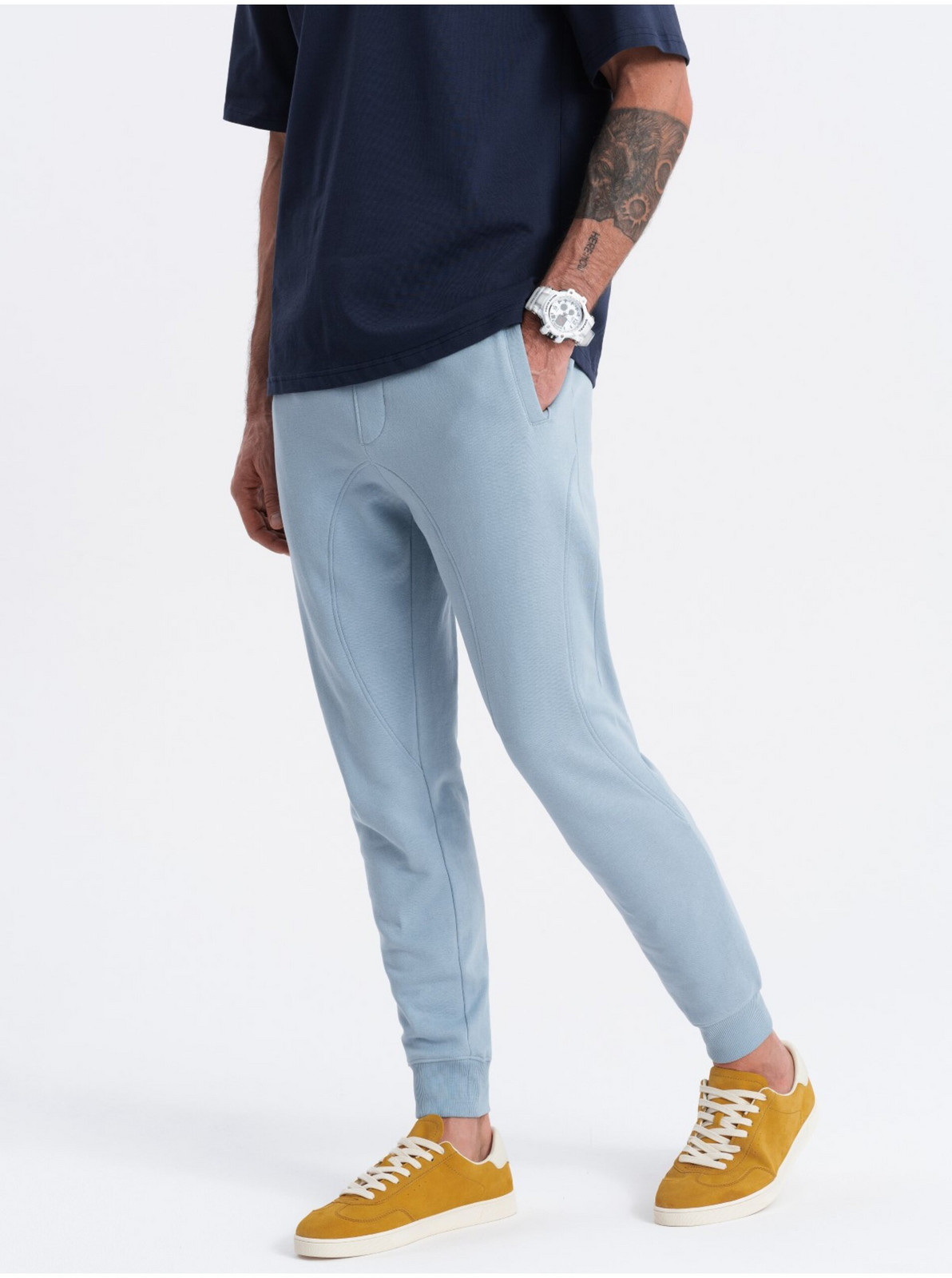 Modré pánske tepláky jogger Ombre Clothing