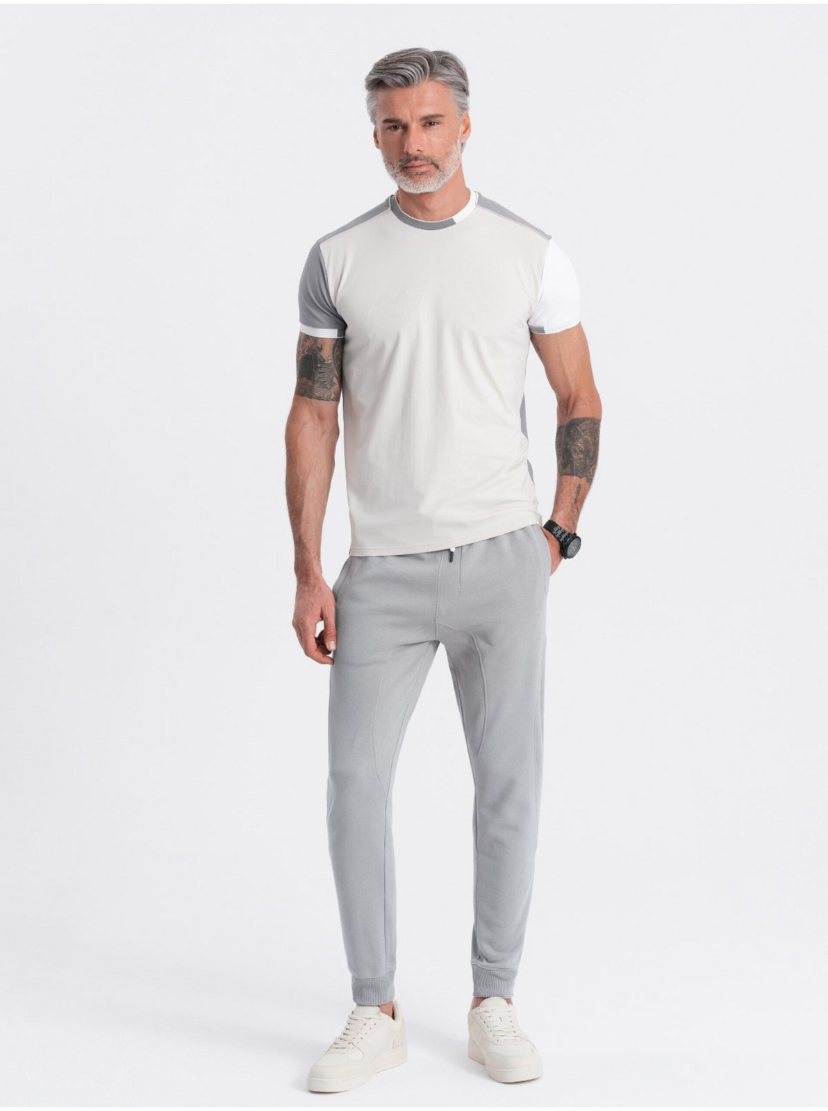 Šedé pánske tepláky jogger Ombre Clothing