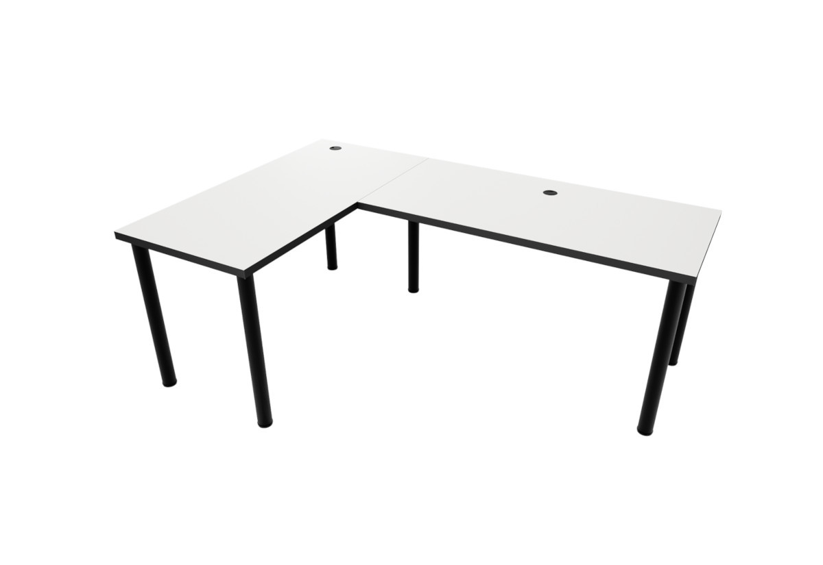 Expedo Počítačový rohový stôl LOOK N, 160/110x73-76x50, biela/čierne nohy