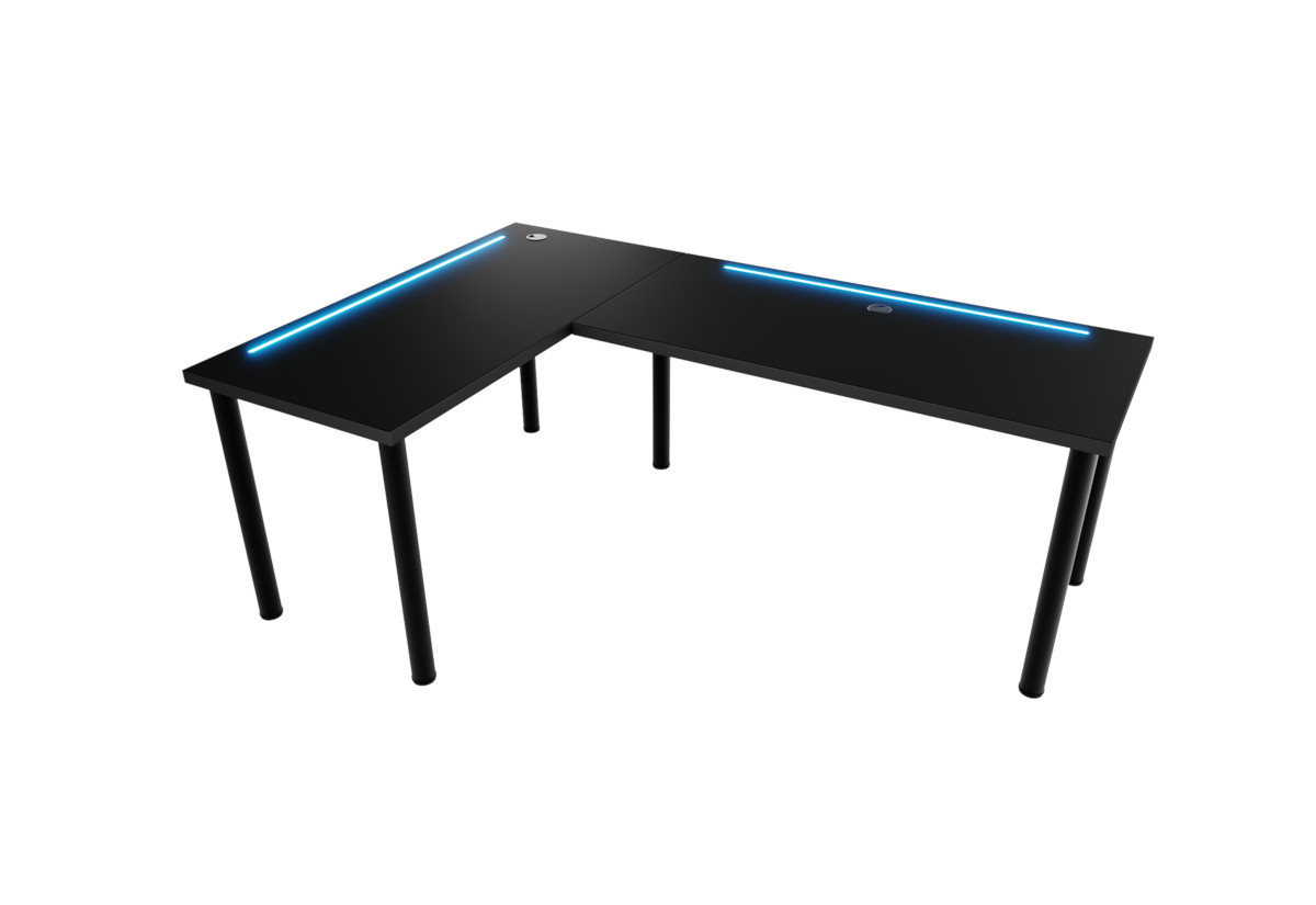 Expedo Počítačový rohový stôl LOOK N s LED, 160/110x73-76x50, čierna