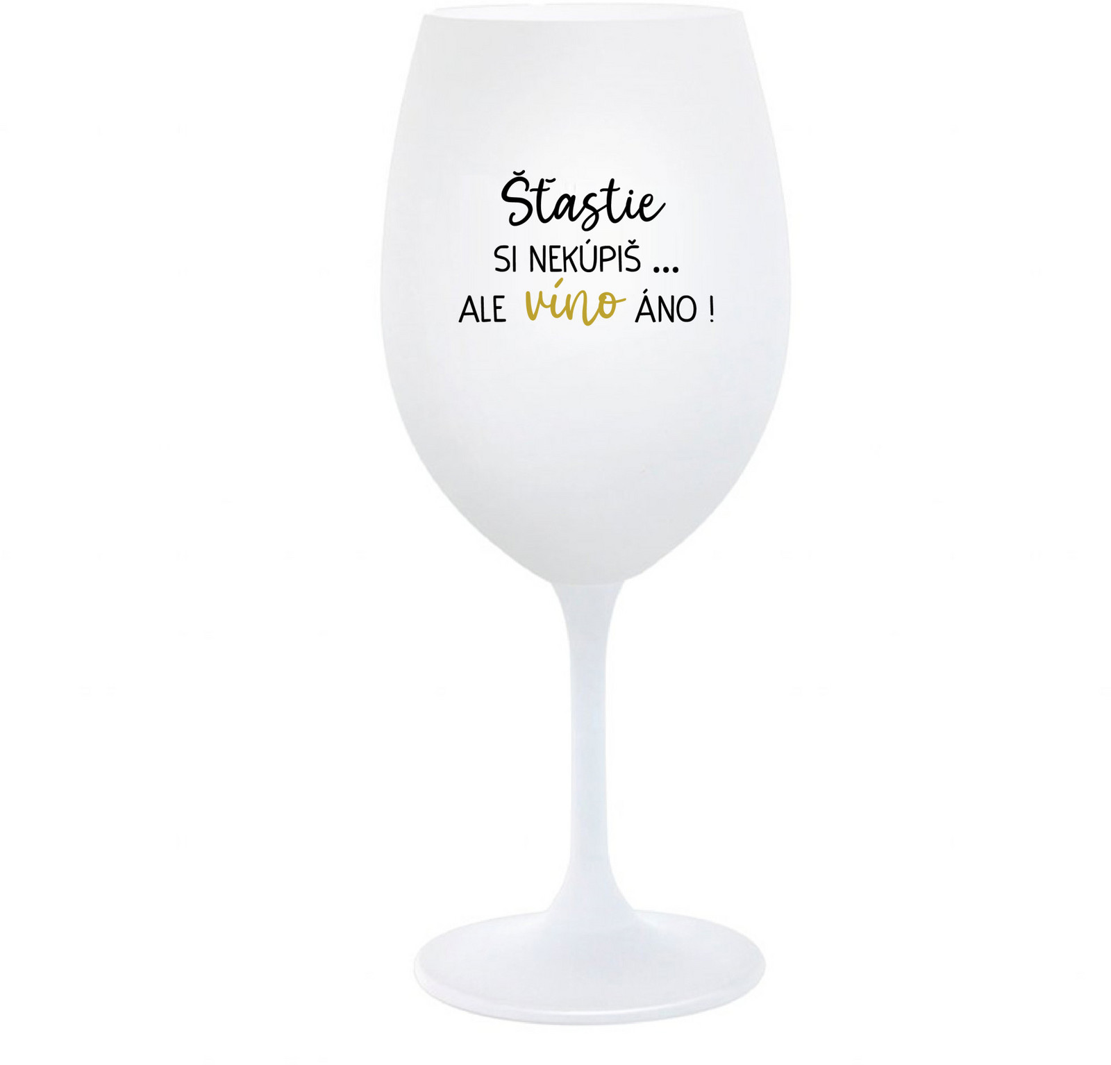 ŠTĚSTÍ SI NEKOUPÍŠ...ALE VÍNO JO! - biely pohár na víno 350 ml