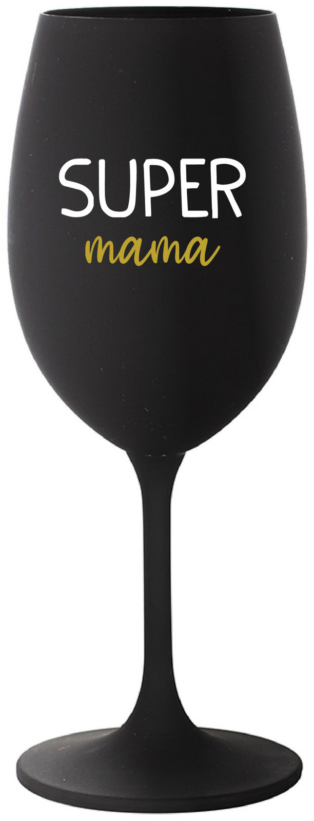SUPER MÁMA - čierny pohár na víno 350 ml