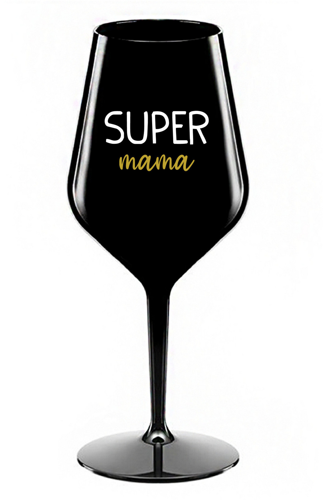 SUPER MÁMA - čierny nerozbitný pohár na víno 470 ml