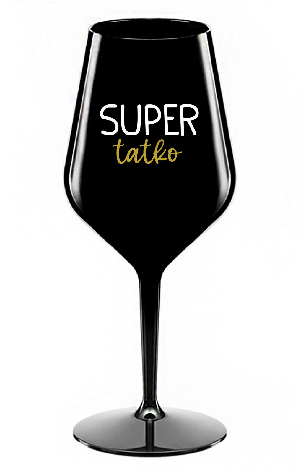 SUPER TÁTA - čierny nerozbitný pohár na víno 470 ml