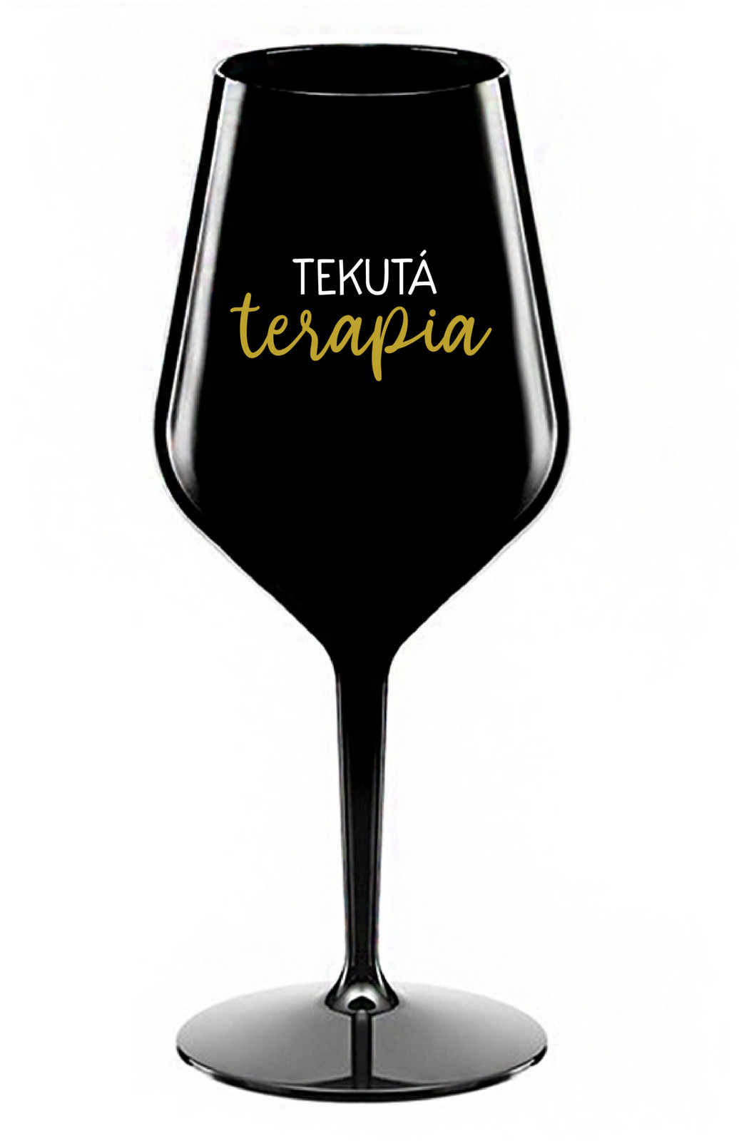 TEKUTÁ TERAPIA - čierny nerozbitný pohár na víno 470 ml