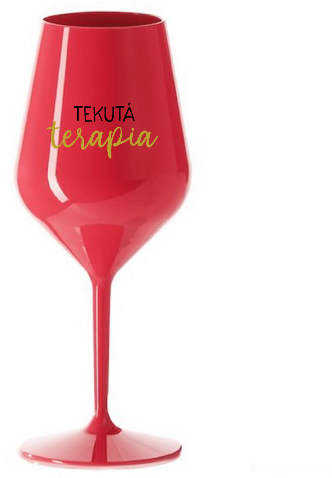 TEKUTÁ TERAPIA - červený nerozbitný pohár na víno 470 ml