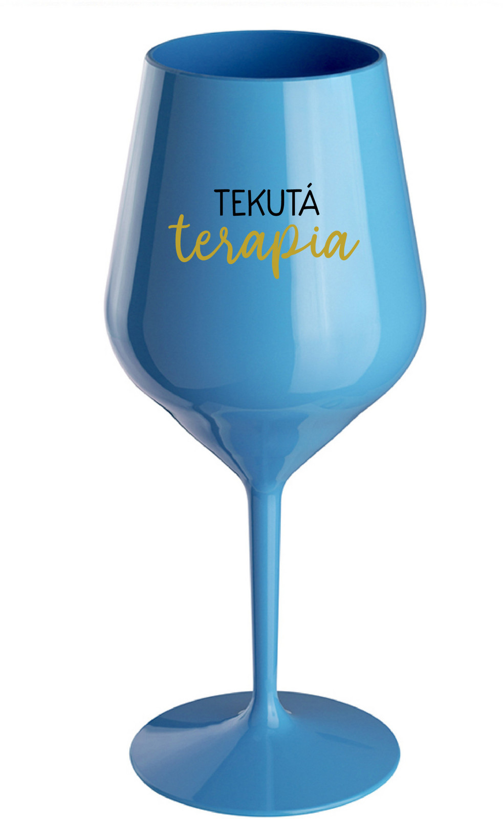 TEKUTÁ TERAPIA - modrý nerozbitný pohár na víno 470 ml