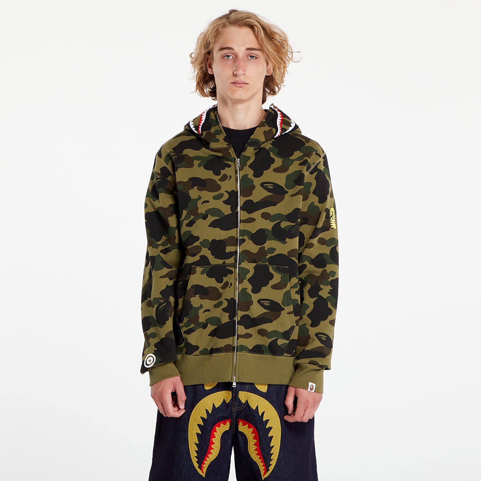 Mikina A BATHING APE 1St Camo 2Nd Shark Full Zip Hoodie Green XXXL